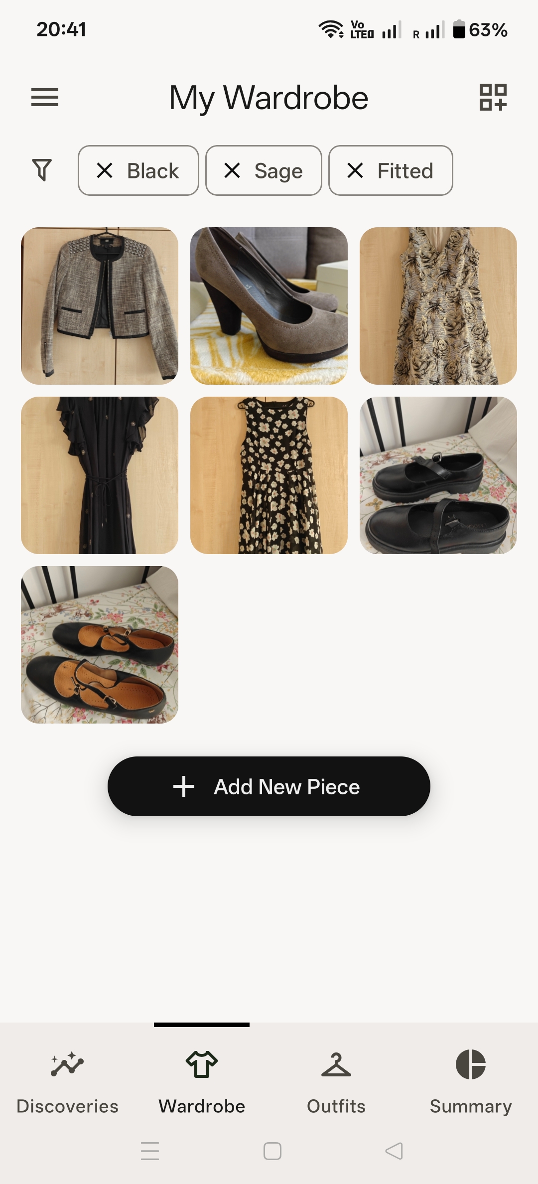 Wardrobe with filters applied