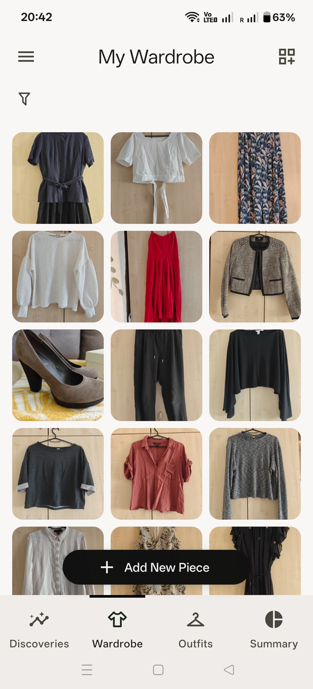 Full wardrobe grid view